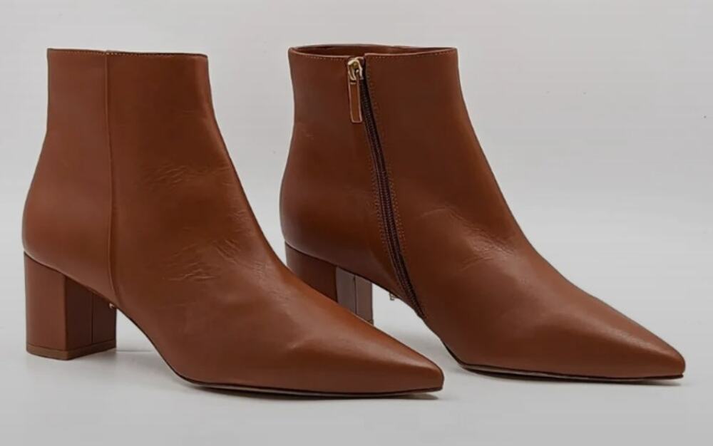 L'AGENCE Jeanne II Leather Ankle Bootie Cognac Brown Size 9.5 NWOT